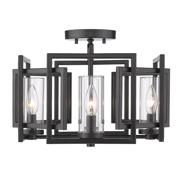 Golden 6068-FM BLK Four Light Flush Mount, Matte Black