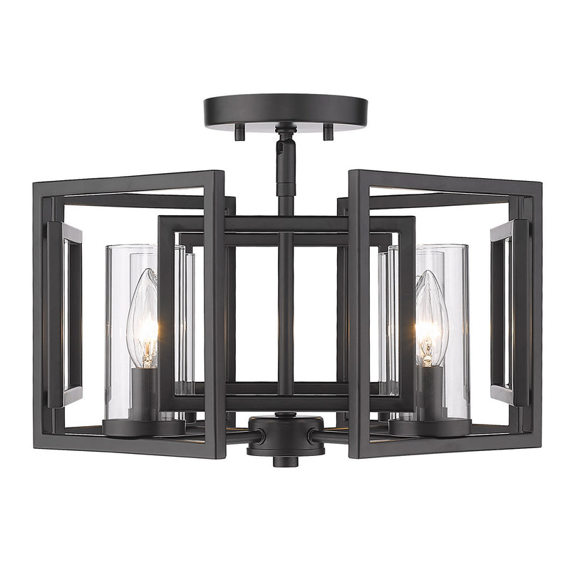 Golden 6068-FM BLK Four Light Flush Mount, Matte Black
