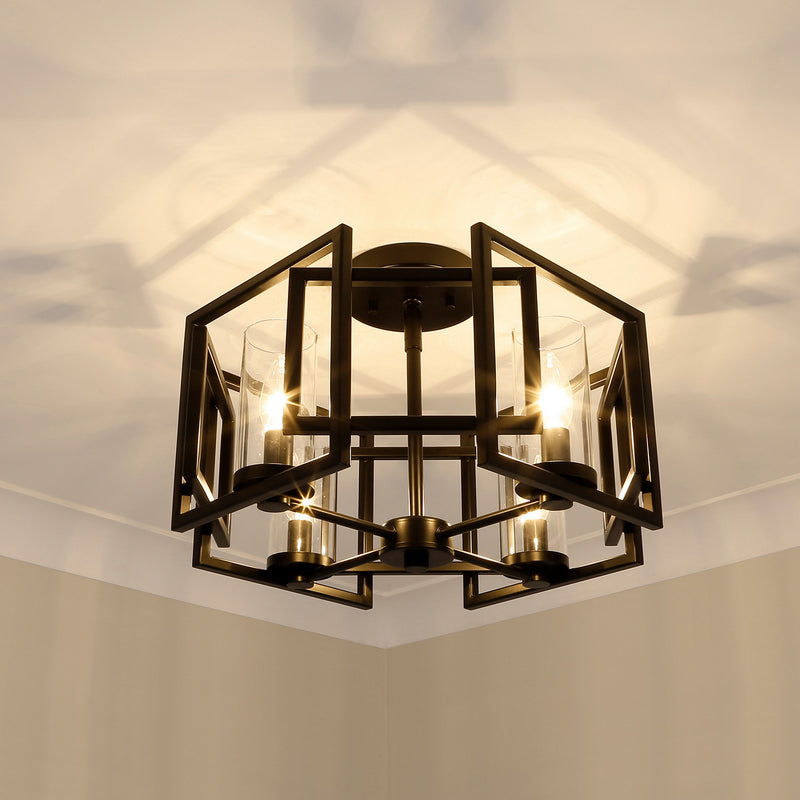 Golden 6068-FM BLK Four Light Flush Mount, Matte Black