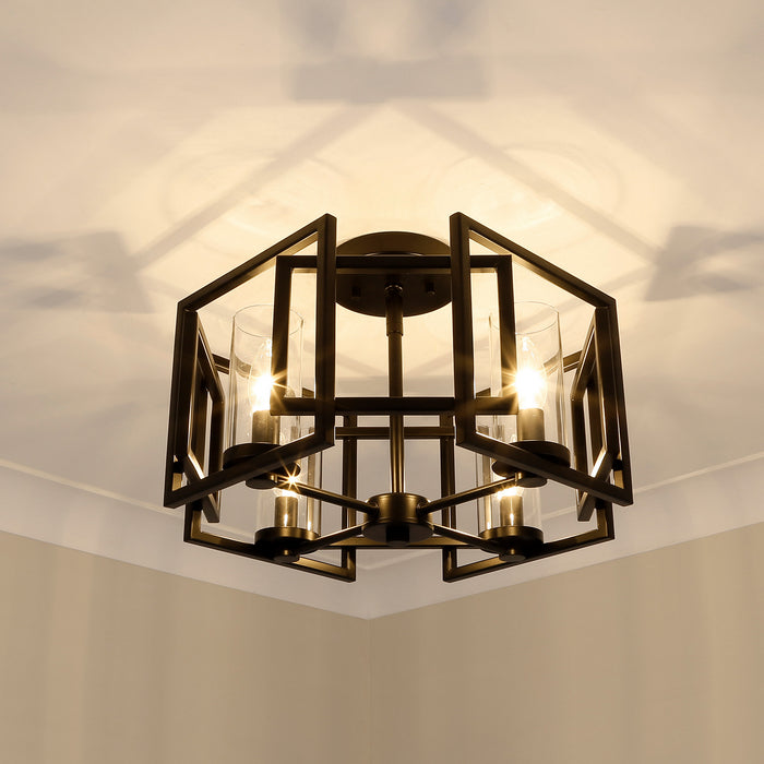 Golden 6068-FM BLK Four Light Flush Mount, Matte Black