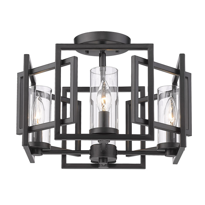 Golden 6068-FM BLK Four Light Flush Mount, Matte Black