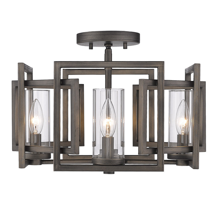 Golden 6068-FM GMT Four Light Flush Mount, Gunmetal Bronze