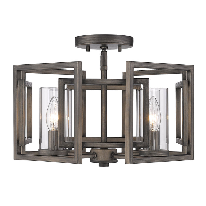 Golden 6068-FM GMT Four Light Flush Mount, Gunmetal Bronze