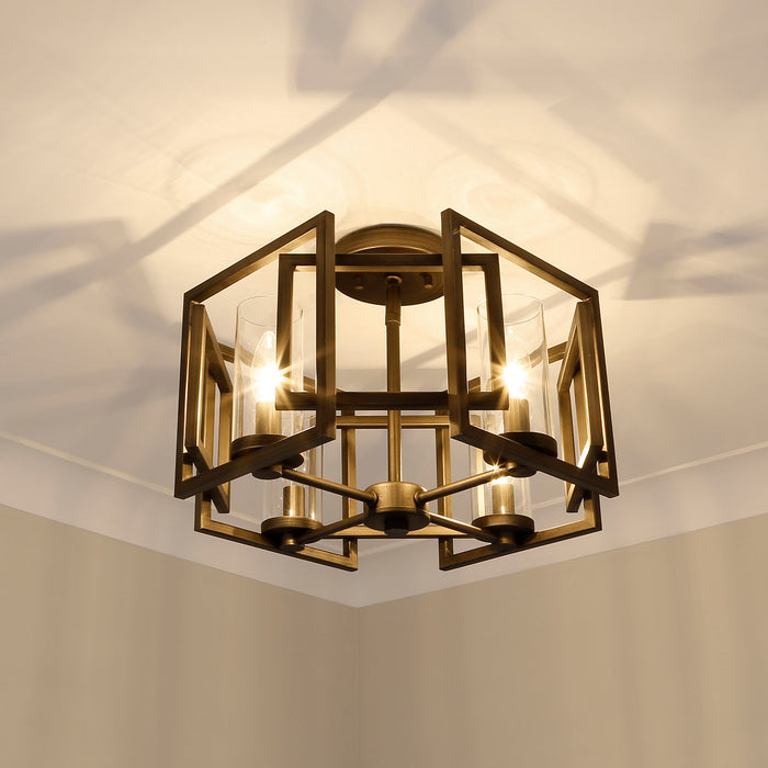 Golden 6068-FM GMT Four Light Flush Mount, Gunmetal Bronze