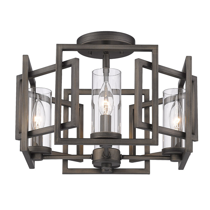Golden 6068-FM GMT Four Light Flush Mount, Gunmetal Bronze