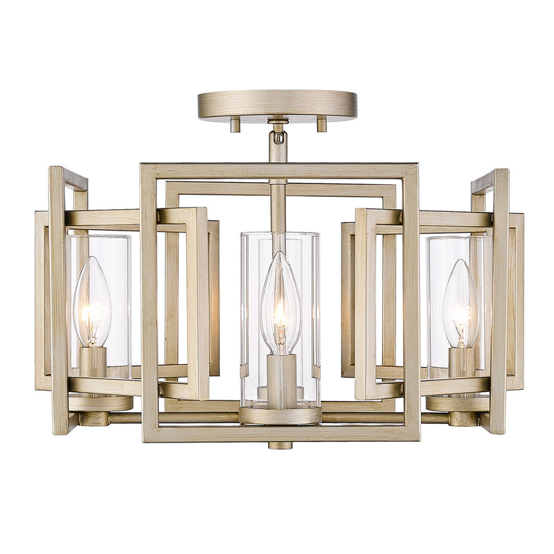 Golden 6068-FM WG Four Light Flush Mount, White Gold