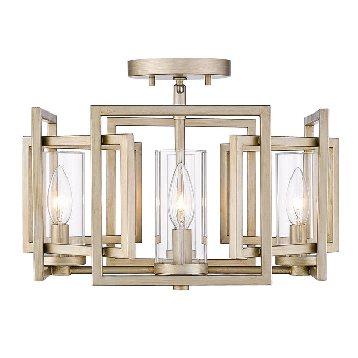 Golden 6068-FM WG Four Light Flush Mount, White Gold