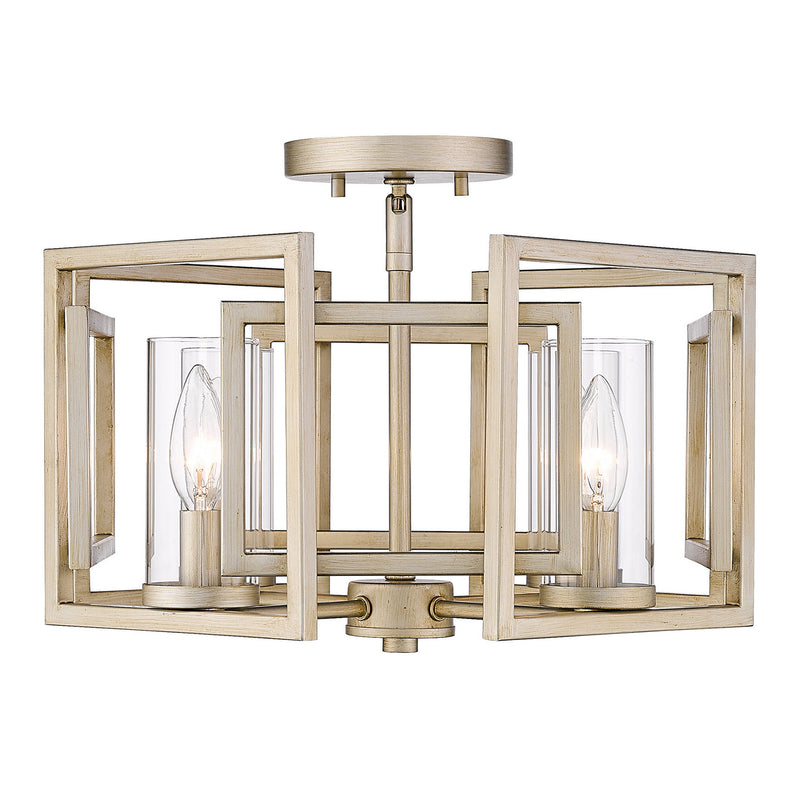 Golden 6068-FM WG Four Light Flush Mount, White Gold
