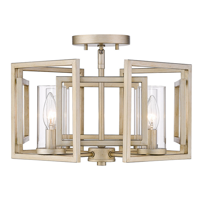 Golden 6068-FM WG Four Light Flush Mount, White Gold