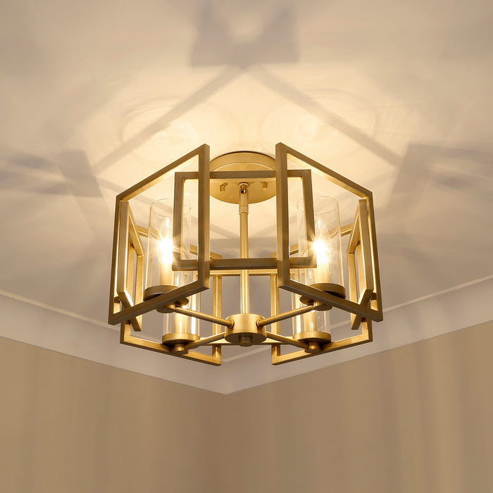 Golden 6068-FM WG Four Light Flush Mount, White Gold