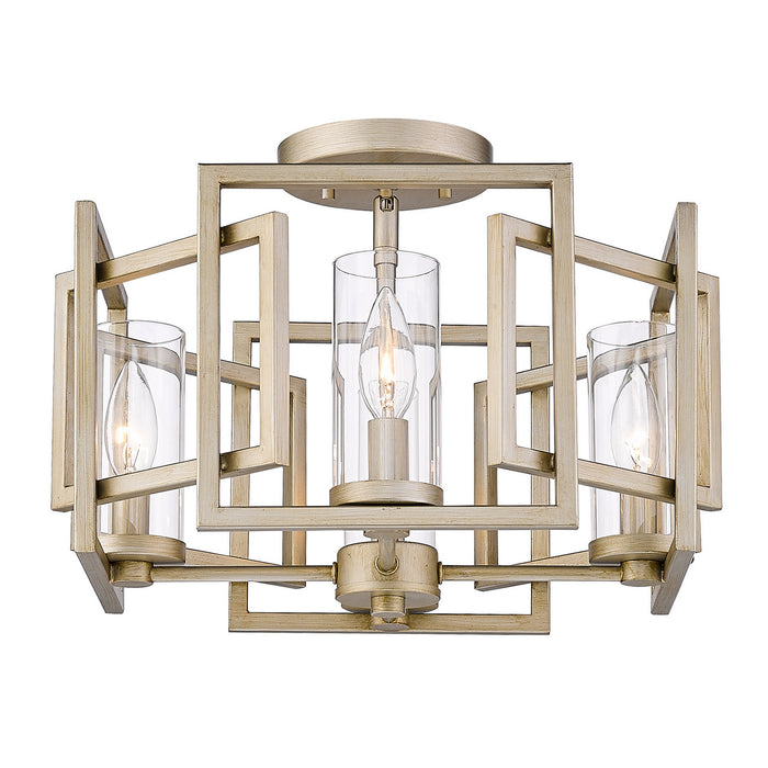 Golden 6068-FM WG Four Light Flush Mount, White Gold