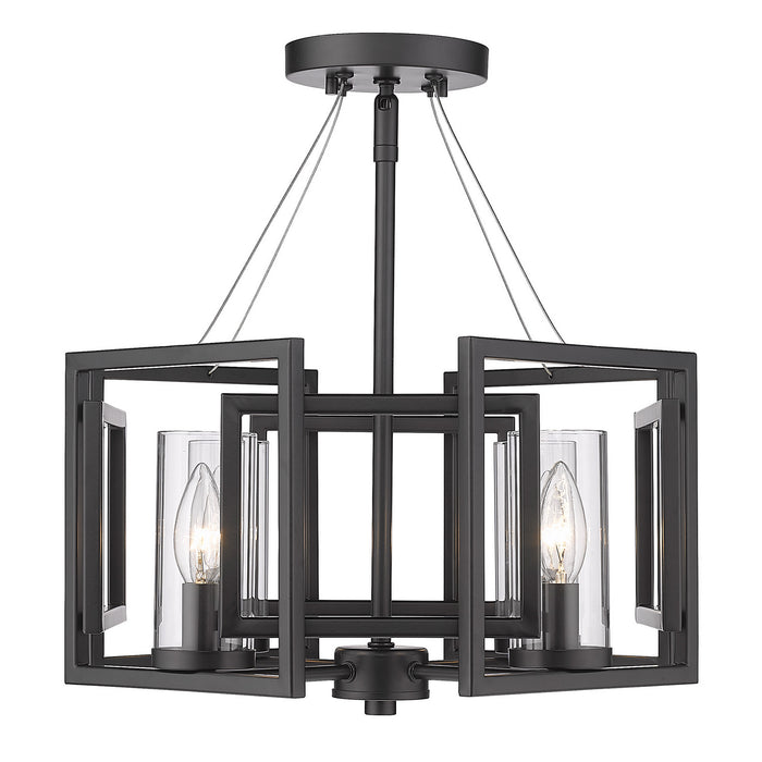 Golden 6068-SF BLK Four Light Semi-Flush Mount, Matte Black