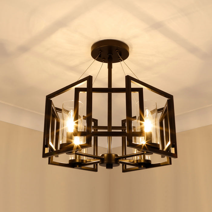 Golden 6068-SF BLK Four Light Semi-Flush Mount, Matte Black