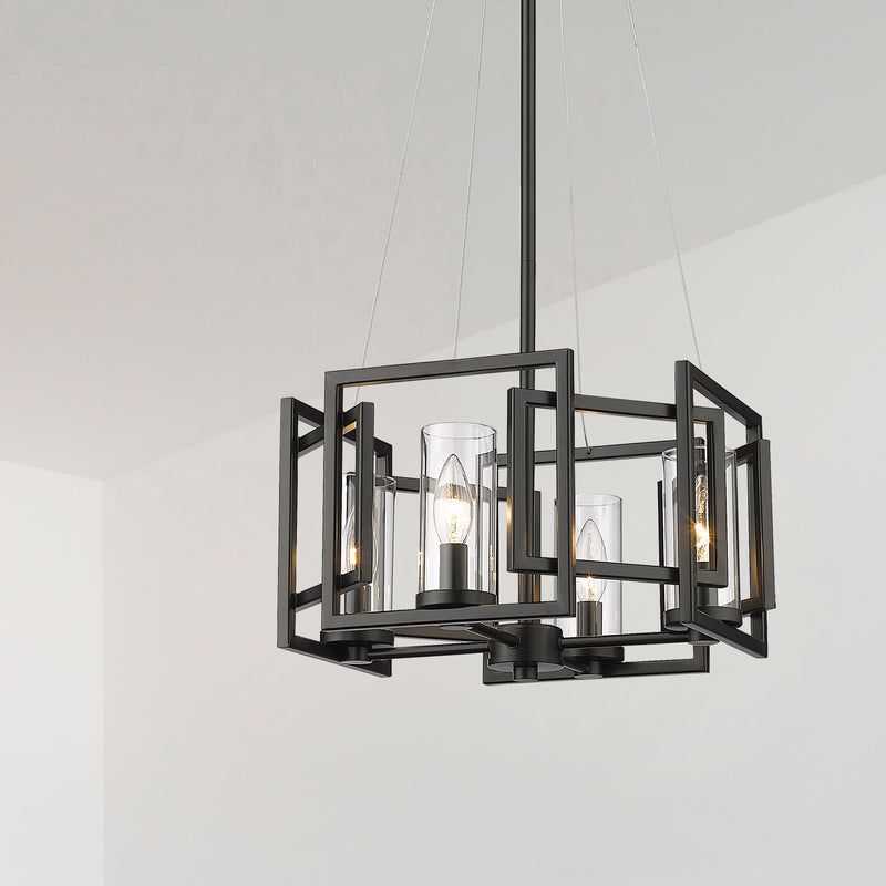 Golden 6068-SF BLK Four Light Semi-Flush Mount, Matte Black