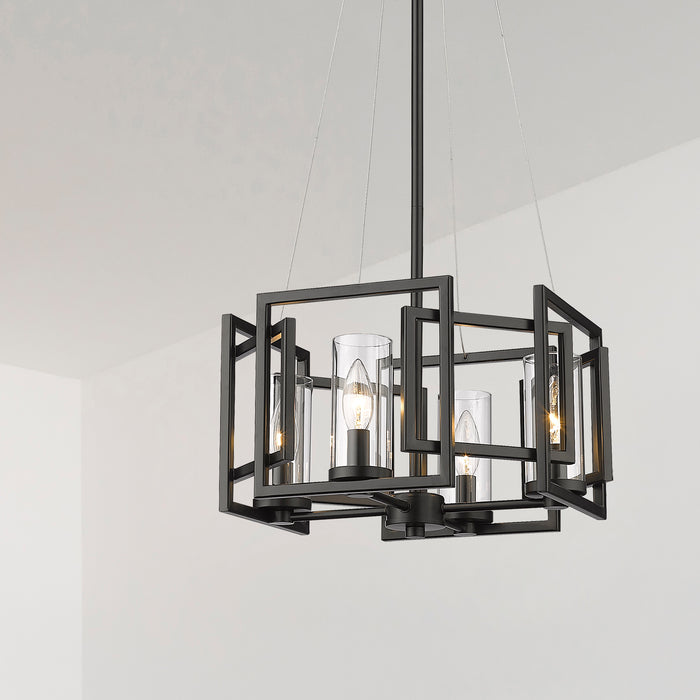 Golden 6068-SF BLK Four Light Semi-Flush Mount, Matte Black