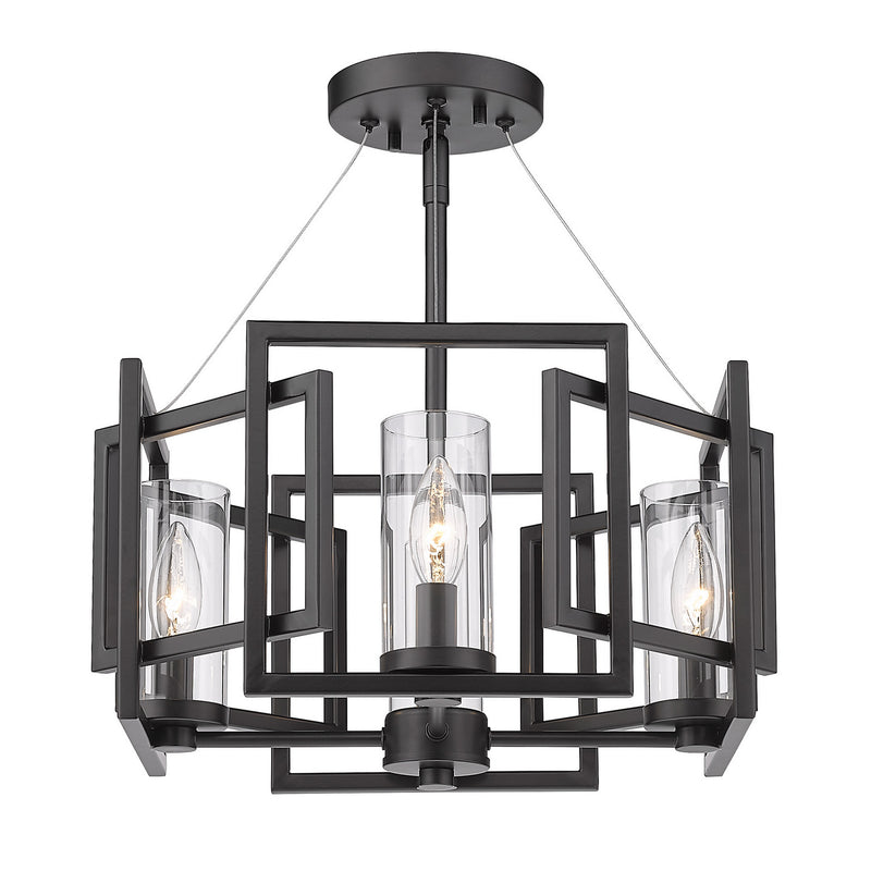 Golden 6068-SF BLK Four Light Semi-Flush Mount, Matte Black
