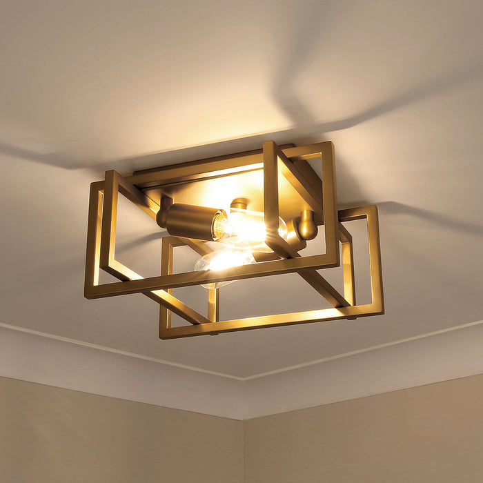 Golden 6070-FM BCB-BCB Two Light Flush Mount, Brushed Champagne Bronze