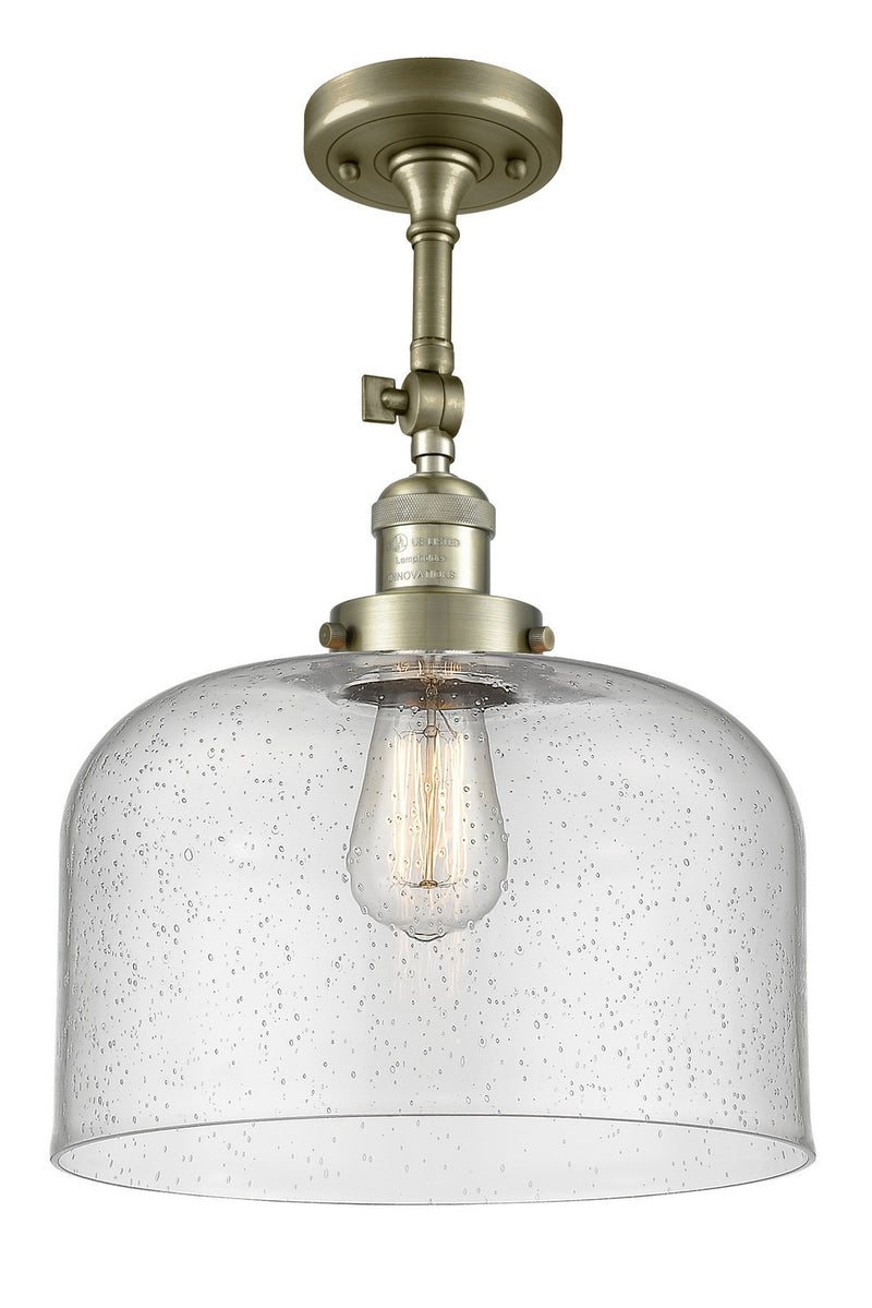 Innovations 201F-AB-G74-L One Light Semi-Flush Mount, Antique Brass