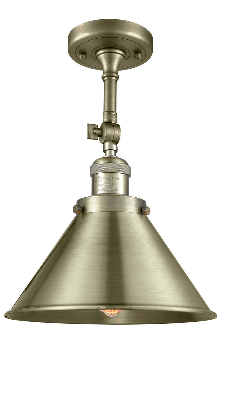 Innovations 201F-AB-M10-AB One Light Semi-Flush Mount, Antique Brass