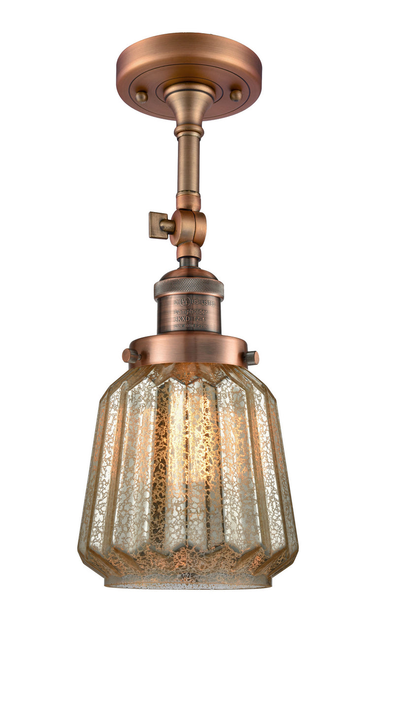 Innovations 201F-AC-G146-LED LED Semi-Flush Mount, Antique Copper
