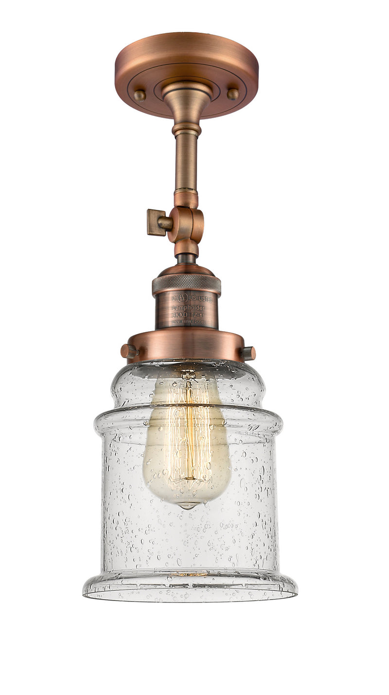 Innovations 201F-AC-G184-LED LED Semi-Flush Mount, Antique Copper