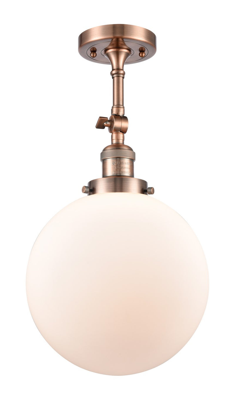 Innovations 201F-AC-G201-10-LED LED Semi-Flush Mount, Antique Copper