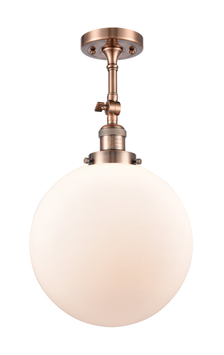Innovations 201F-AC-G201-12 One Light Semi-Flush Mount, Antique Copper
