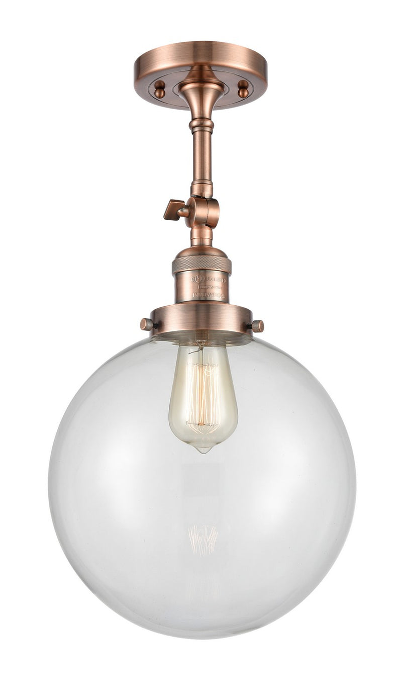 Innovations 201F-AC-G202-10-LED LED Semi-Flush Mount, Antique Copper