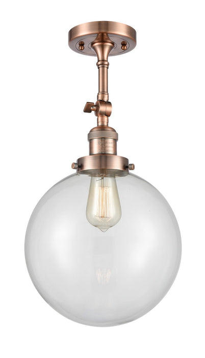 Innovations 201F-AC-G202-10-LED LED Semi-Flush Mount, Antique Copper