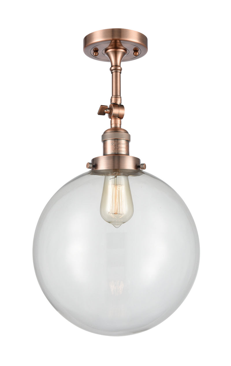 Innovations 201F-AC-G202-12 One Light Semi-Flush Mount, Antique Copper