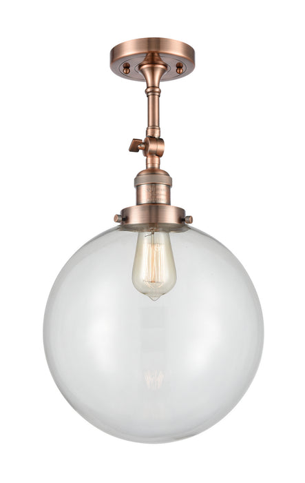 Innovations 201F-AC-G202-12 One Light Semi-Flush Mount, Antique Copper