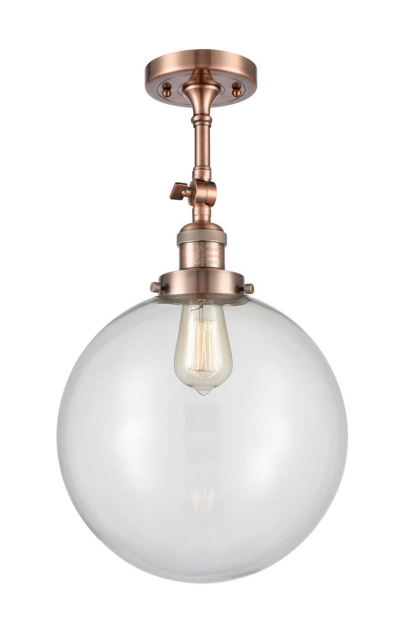Innovations 201F-AC-G202-12-LED LED Semi-Flush Mount, Antique Copper