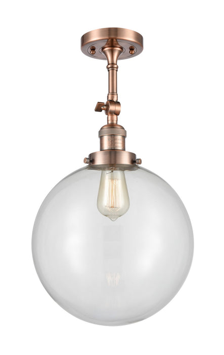 Innovations 201F-AC-G202-12-LED LED Semi-Flush Mount, Antique Copper
