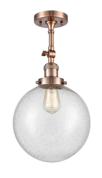 Innovations 201F-AC-G204-10-LED LED Semi-Flush Mount, Antique Copper