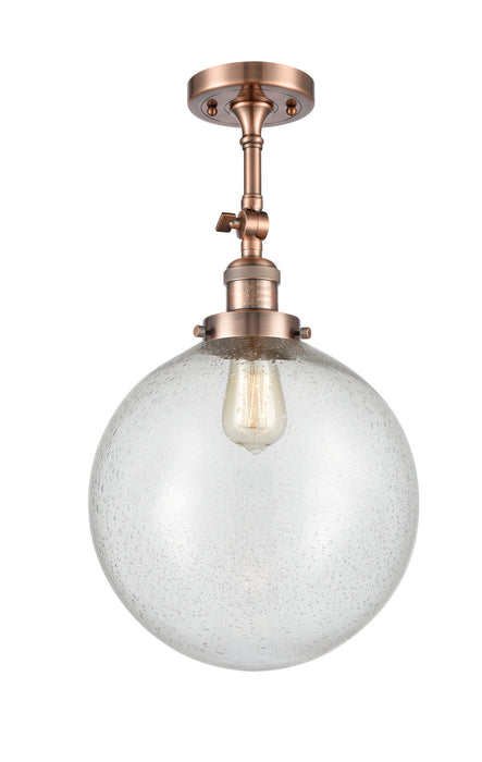 Innovations 201F-AC-G204-12 One Light Semi-Flush Mount, Antique Copper