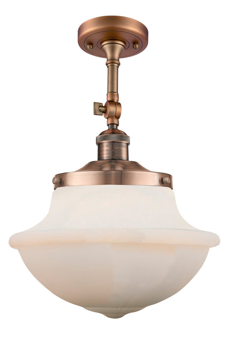 Innovations 201F-AC-G541 One Light Semi-Flush Mount, Antique Copper