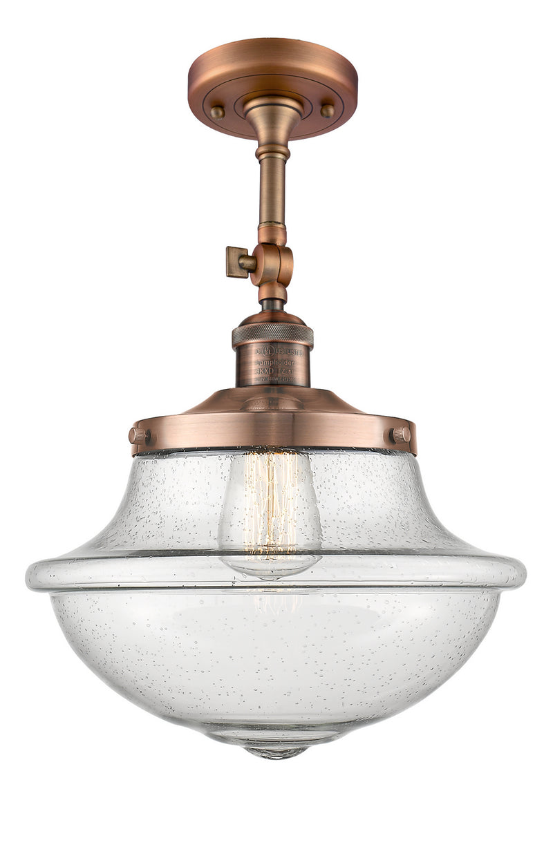 Innovations 201F-AC-G544 One Light Semi-Flush Mount, Antique Copper