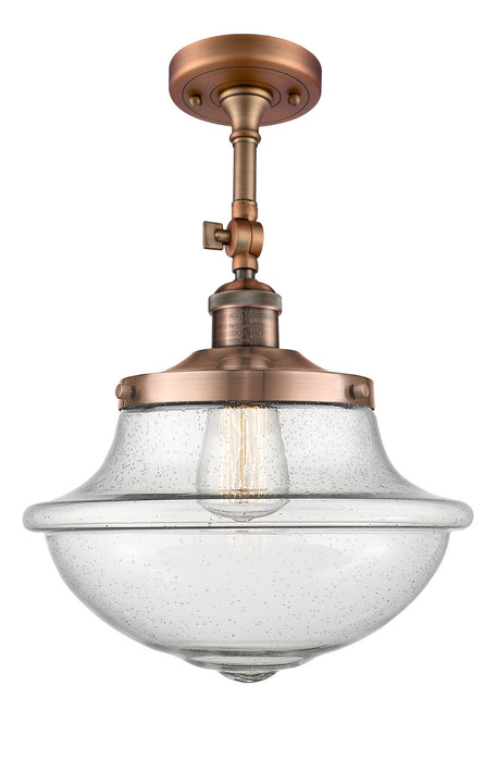 Innovations 201F-AC-G544 One Light Semi-Flush Mount, Antique Copper