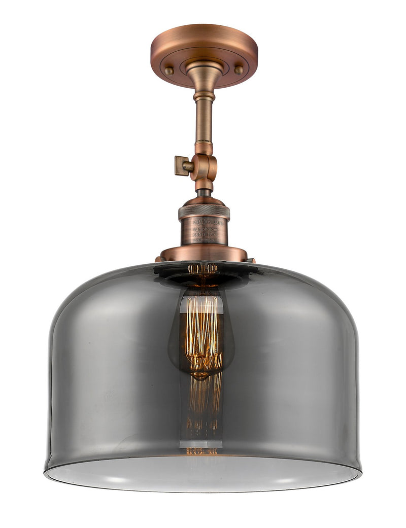 Innovations 201F-AC-G73-L One Light Semi-Flush Mount, Antique Copper