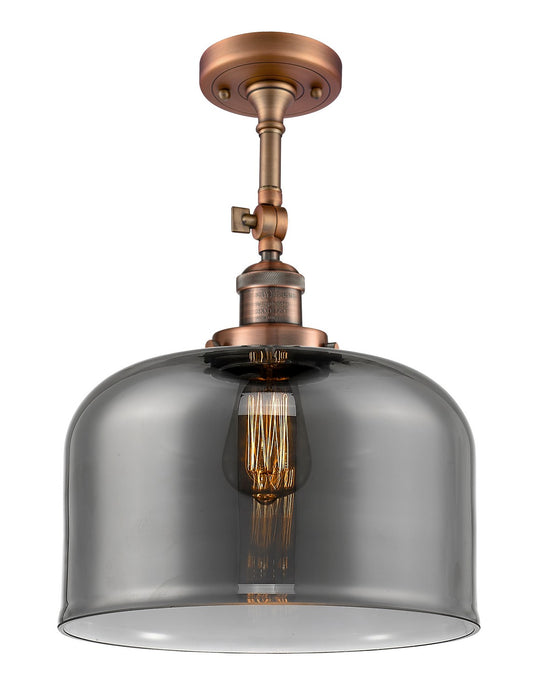 Innovations 201F-AC-G73-L One Light Semi-Flush Mount, Antique Copper