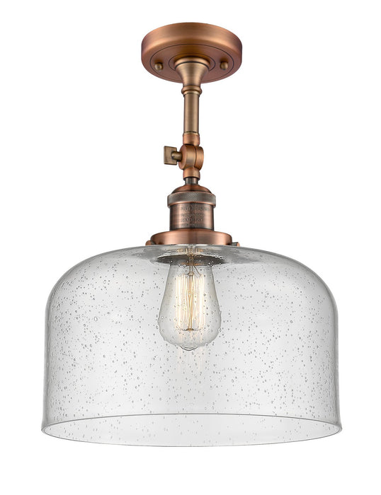 Innovations 201F-AC-G74-L One Light Semi-Flush Mount, Antique Copper