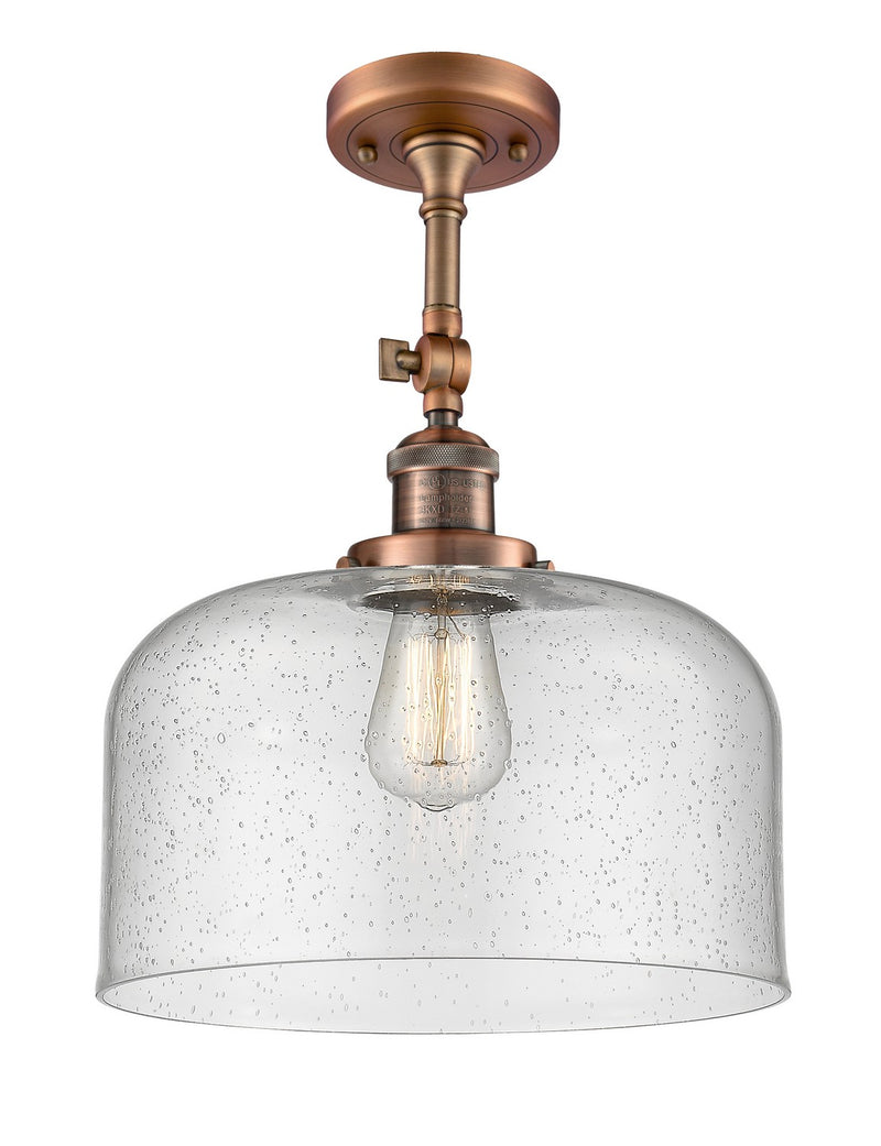 Innovations 201F-AC-G74-L-LED LED Semi-Flush Mount, Antique Copper