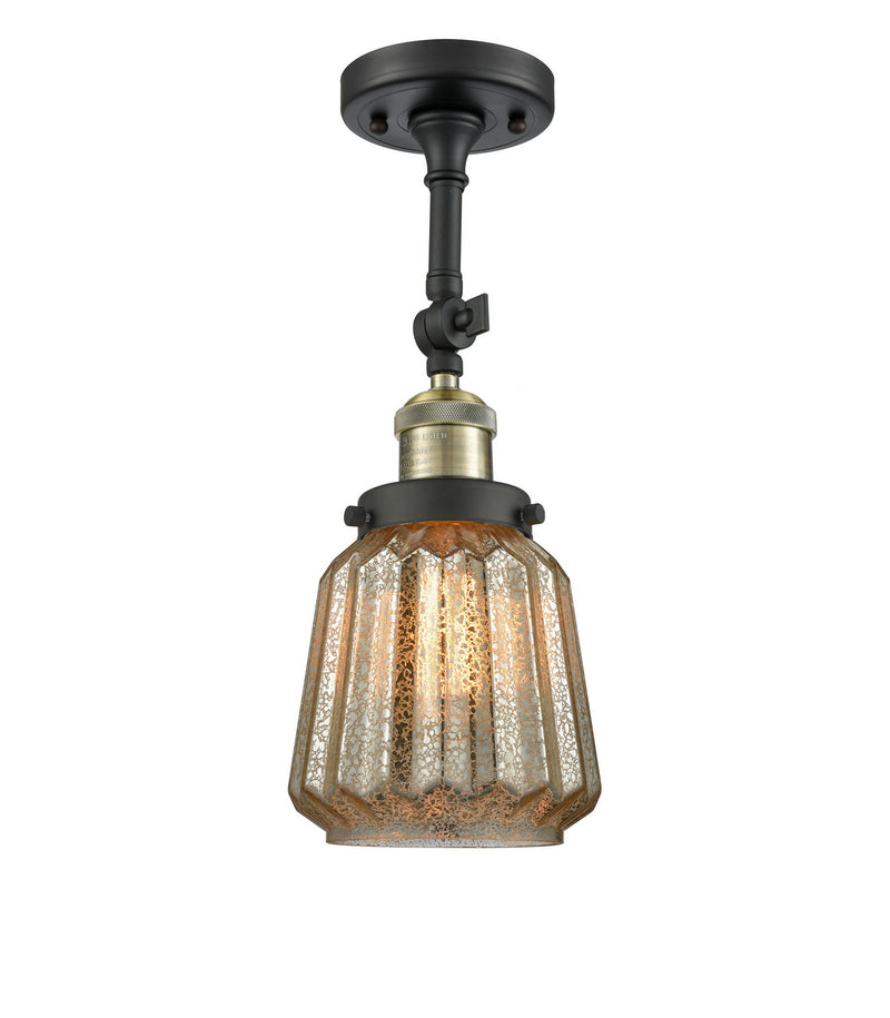 Innovations 201F-BAB-G146 One Light Semi-Flush Mount, Black Antique Brass