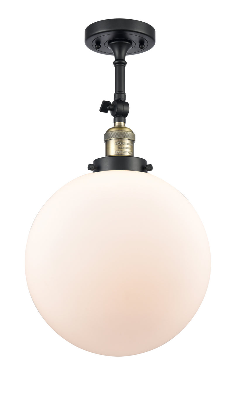 Innovations 201F-BAB-G201-12 One Light Semi-Flush Mount, Black Antique Brass
