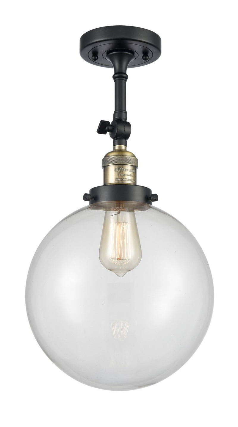 Innovations 201F-BAB-G202-10-LED LED Semi-Flush Mount, Black Antique Brass
