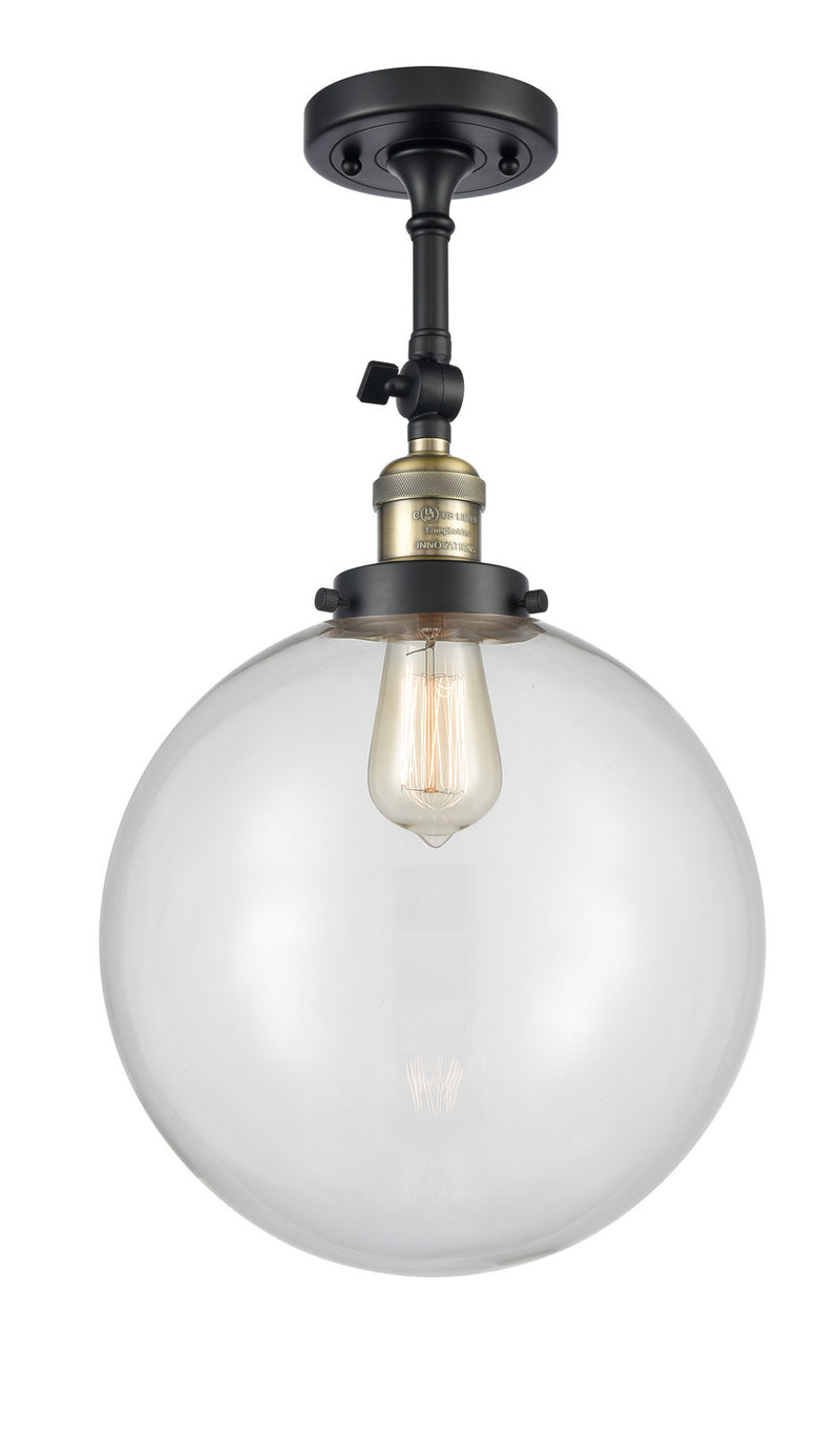 Innovations 201F-BAB-G202-12 One Light Semi-Flush Mount, Black Antique Brass