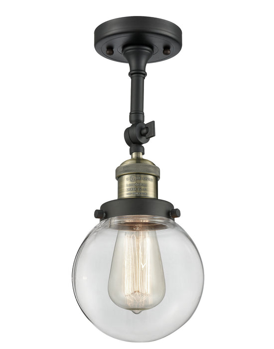 Innovations 201F-BAB-G202-6 One Light Semi-Flush Mount, Black Antique Brass