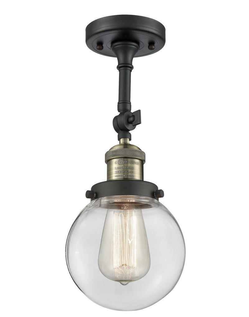 Innovations 201F-BAB-G202-6-LED LED Semi-Flush Mount, Black Antique Brass