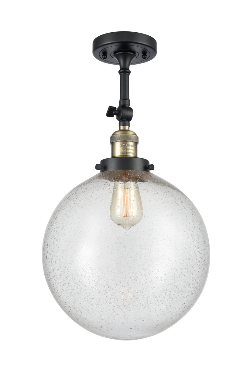Innovations 201F-BAB-G204-12 One Light Semi-Flush Mount, Black Antique Brass