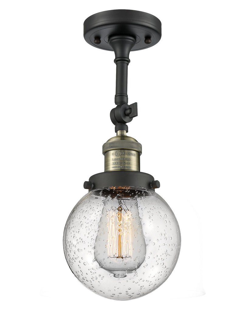 Innovations 201F-BAB-G204-6 One Light Semi-Flush Mount, Black Antique Brass